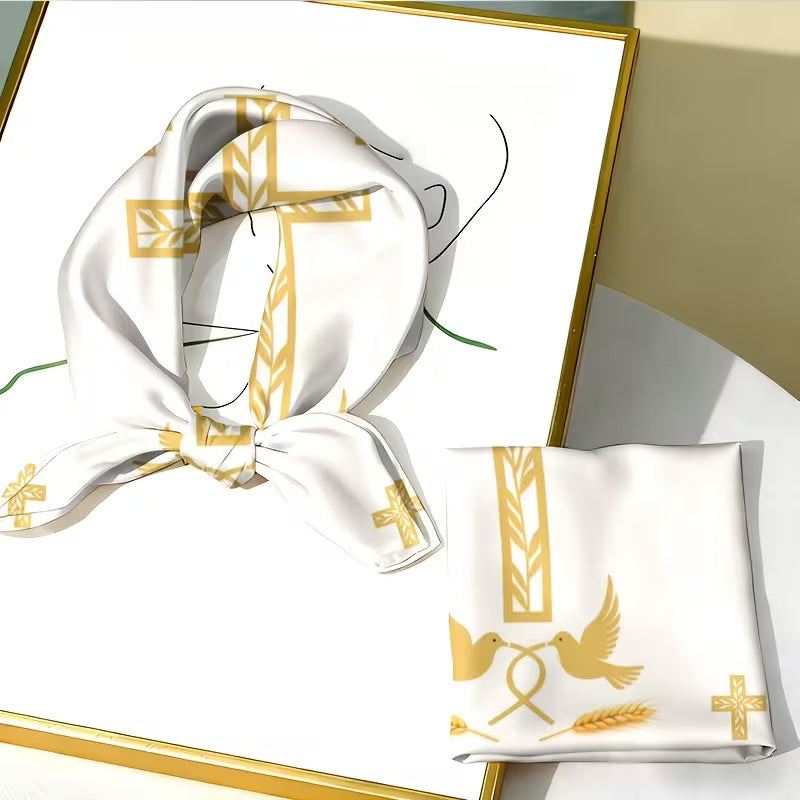 foulard élégant croix doré
