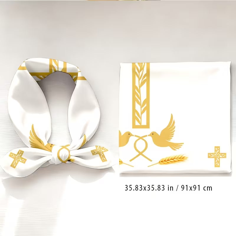 foulard élégant croix doré